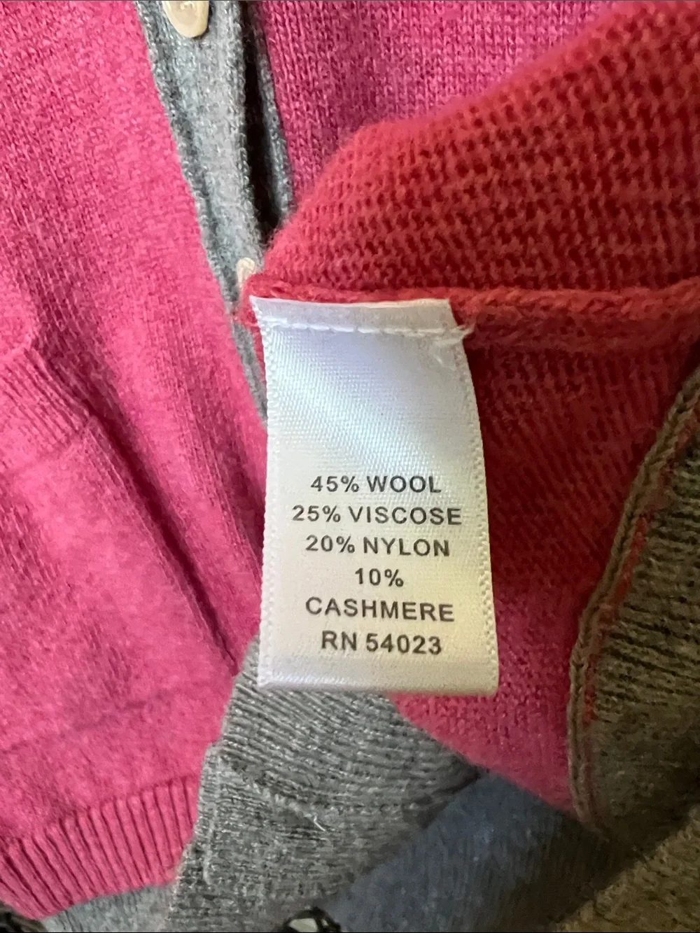 Banana Republic Cashmere Wool Bl Cardigan Sweater Varsity Style Pink Grey SP
